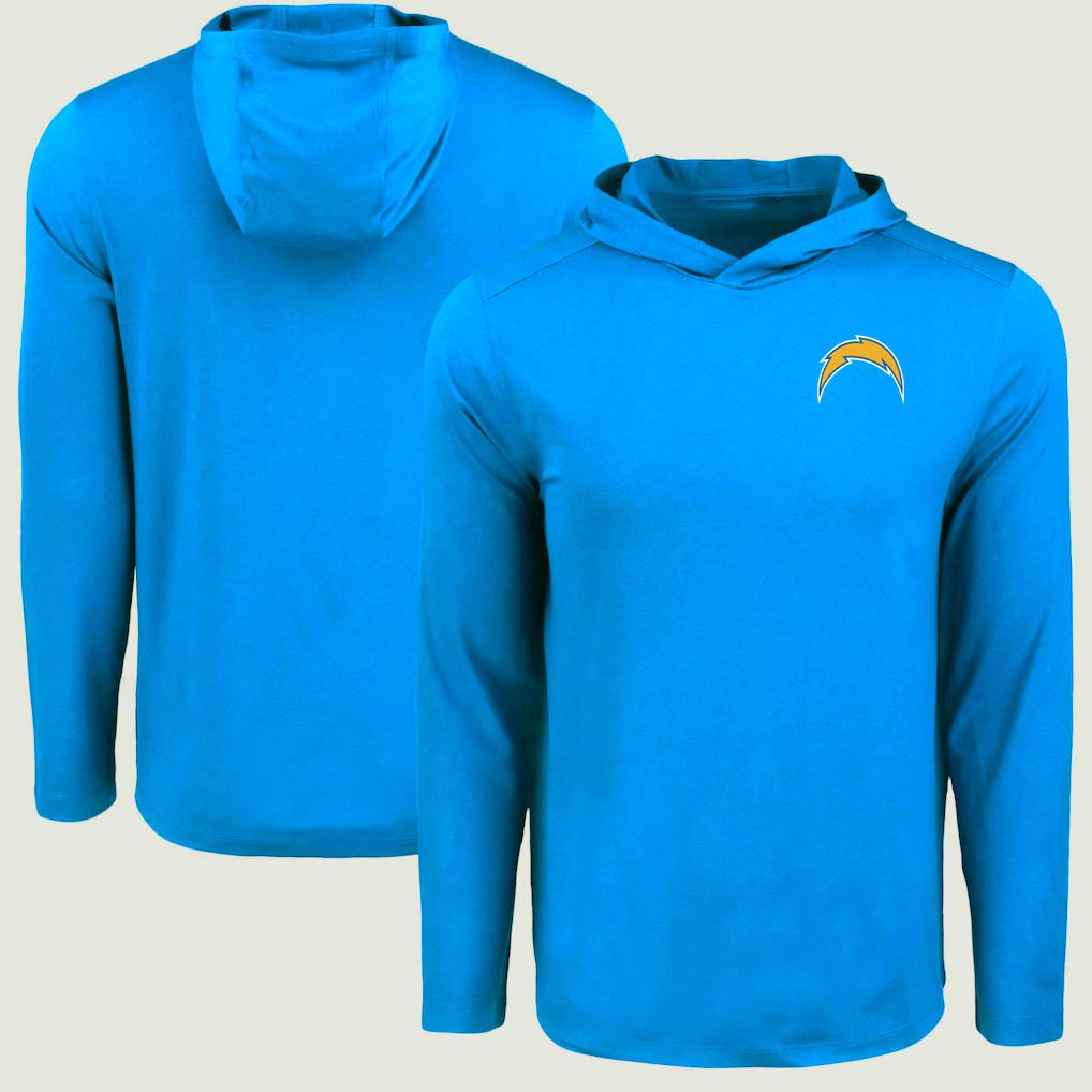Men 2026 NFL Los Angeles Chargers Hooded long sleeved T-shirt blue 06